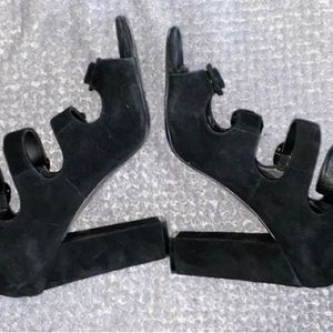 Kendall & Kylie Black Suede Heels With Buckle's
and Back Zip at Heel